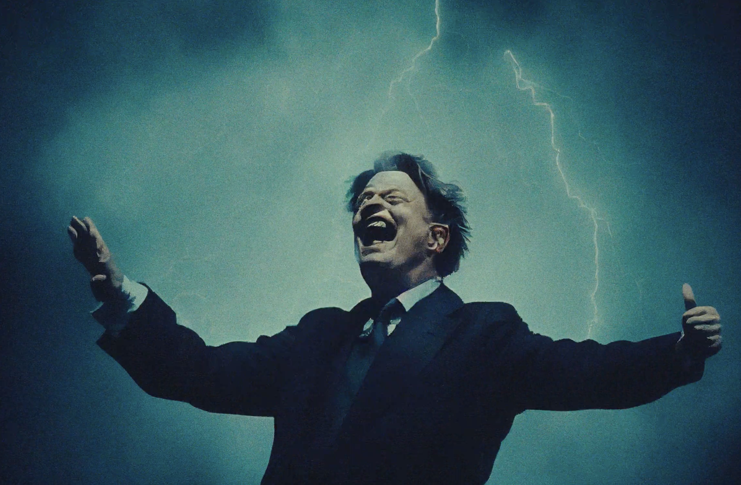 A painterly frame from Bad Man